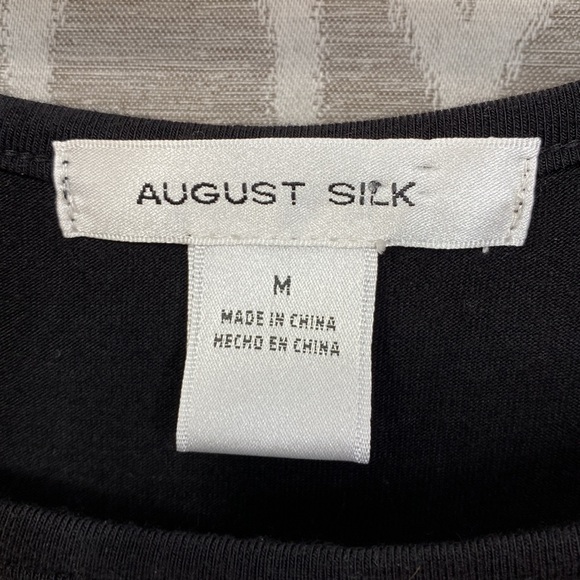 August Silk Black & White Abstract Polka Dot Sleeveless Tank Medium - Picture 3 of 4